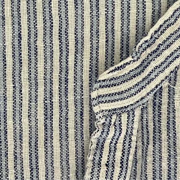 OLD NAVY Linen Cotton Blend Blue and White Striped Flutter Sleeve Blouse, XXL - Picture 4 of 15